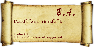 Balázsi Arnót névjegykártya